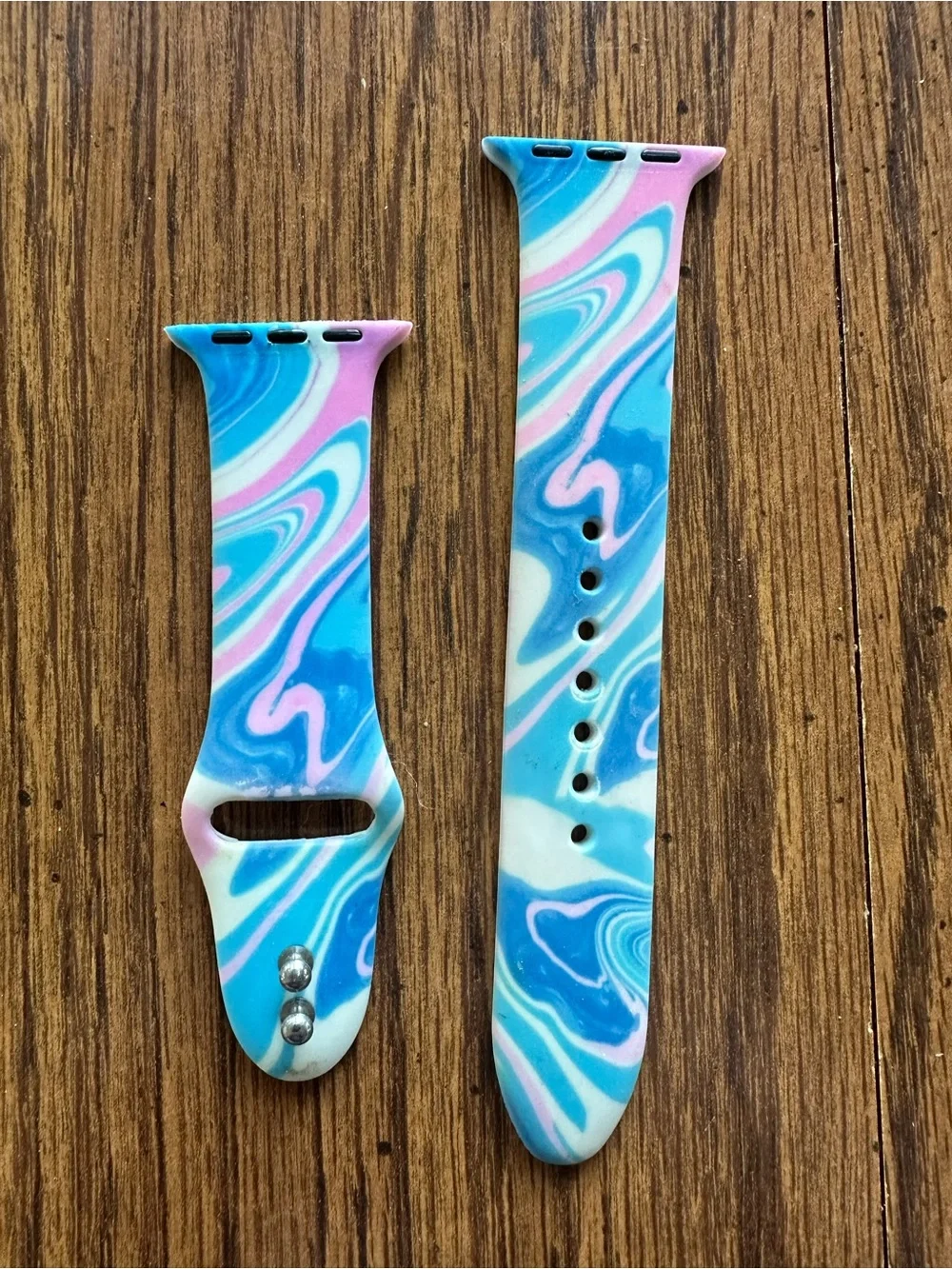 Apple Silicone Watch Band - Blue, Pink & White Swirl
